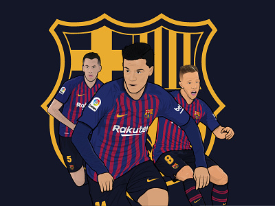 F.C. Barcelona Illustration 2d animation character characters colors design dribbble fc fc barcelona fcb fcbarcelona footbal football logo football player hello illustartor illustration player players team