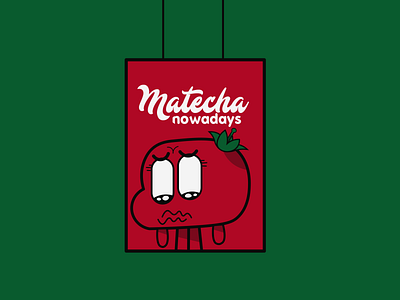 Matecha - Tomato 2d character characters colors design dribbble food food and drink green hello illustration poster red red and white sad sad face tomato vegetable vegetables vegetarian