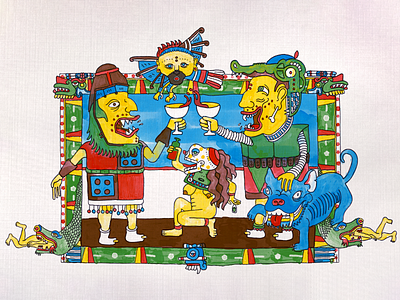The Death Of The Patriarchy analog aztec digital art digital illustration illustration