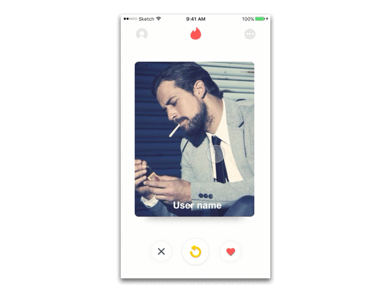 Tinder card interactive like principle tinder