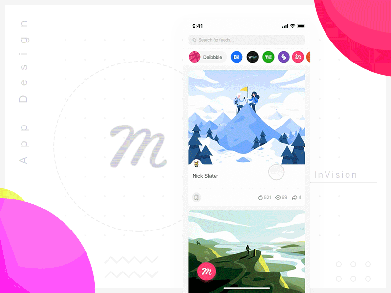 Muzli app conceptual design interaction invision muzli