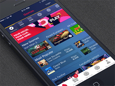 Casino app - Game selection after effects animation casino games iphone mobile