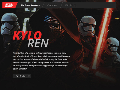 Star Wars Episode VII Characters Landing Page concept landing page star wars