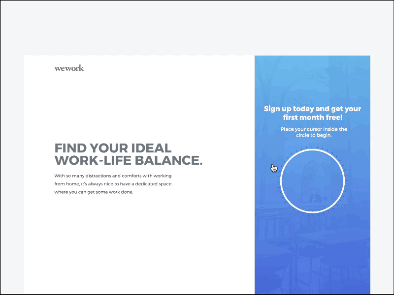 Landing Page Concept for wework