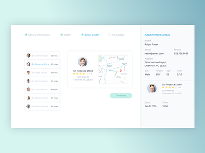 Doctor Appointment Scheduler calendar doctor health interface ui card ux