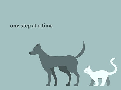 One step at a time cat dog forward illustration pet walk