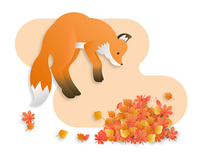 Falling Leaves and Foxes autumn fall fox gradients illustration jumping leaves