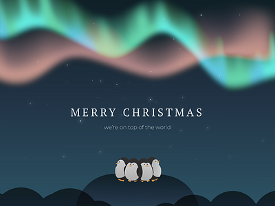 Top of the world christmas lights merry night sky northern penguins stars top of the world vector