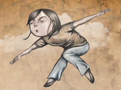 Niña volando draw girl illustration ilustración lid