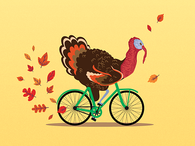 Thanksgiving animals bicycle bike cycling funny illustration thanksgiving turkey yellow