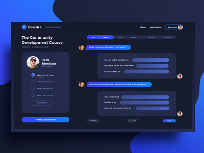 Conversational Application Form - Dark UI