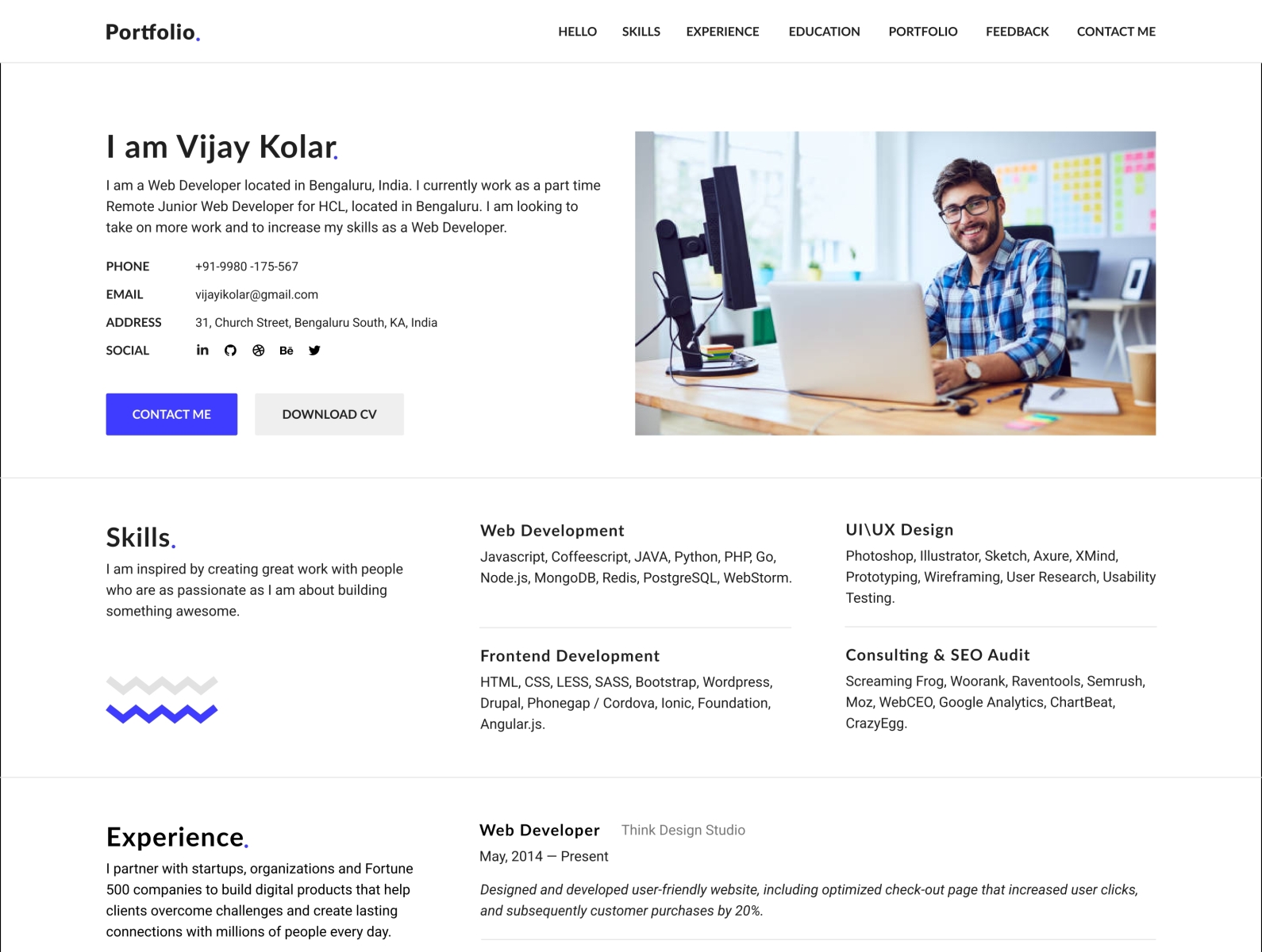 developer resume html template