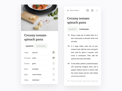 Cookbook - Recipe culinary food food app grocery meal meal planner meal prep mobile product design prototype recipes ui ux