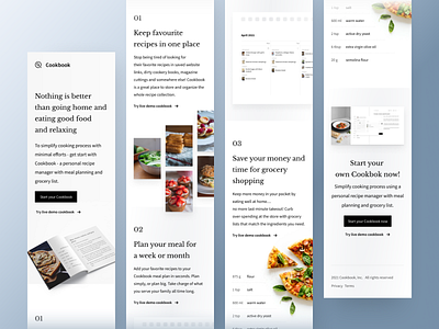 Cookbook - Responsive landing page book calendar cooking food foodie grocery meal planner prototype recipe