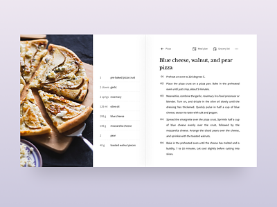 Cookbook - Recipe book cooking food grocery ingredients list meal planner pizza prototype recipe sheet steps ui website