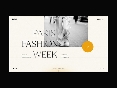 PFW - Home screen black fashion fashion brand graphicdesign identity paris fashion week typography web design website website concept website design