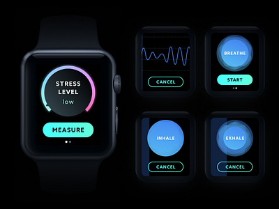 Stress meter app app design apple watch breathing stress ui ui design watch watch design