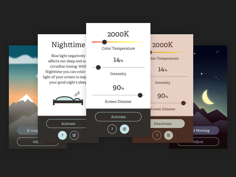 Nighttime App by Christopher Arold on Dribbble