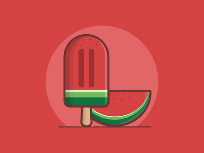 Watermelon Popsicle design flat fruit illustration popsicle vector watermelon watermelon popsicle
