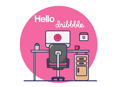 Hellooo Dribbble! debut design illustration vector