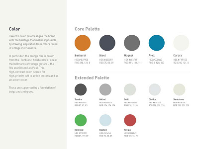 Reverb One Page Style Guide color palette reverb style guide style guide styleguide