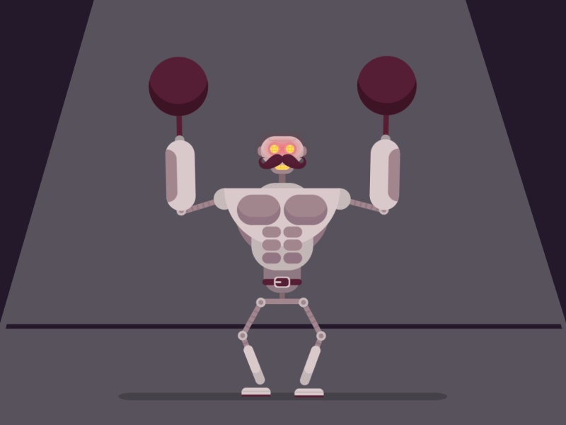 The Strongman II 2d character animation circus illustration mograph robot strongman vector