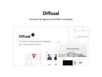 Diffusal - Creative Portfolio Template agency clean creative design minimal personal template unique website