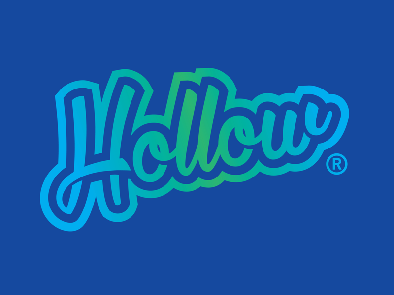 Hollow Boarding Company blue green neon gradient lettering surf design logo company boarding hollow
