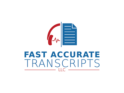 Fast Accurate Transcripts Logo design headphones logo paper sound text transcript