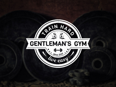 Gentleman's Gym Logo barbell design gentleman gym hard logo train vintage