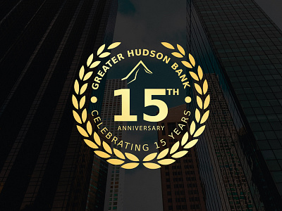 Greater Hudson Bank 15th Anniversary Logo 15 anniversary bank design gold greater hudson logo new york vintage