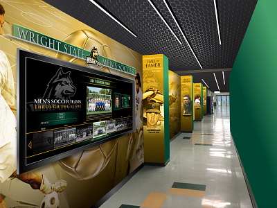 Wright State Concept athletics college environmental design hall of fame interactive wall ohio touchscreen ui ux video wall