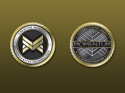 Momentum Challenge Coin Concept branding challenge coin leave behind logo promo