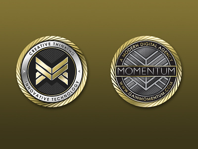 Momentum Challenge Coin Concept branding challenge coin leave behind logo promo