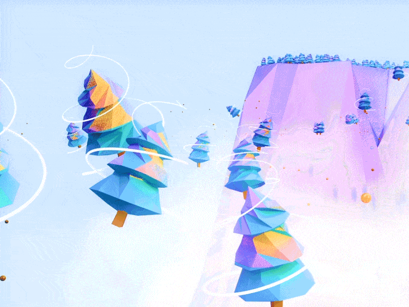 Better Late Than Never 3d animation christmas cinema 4d colors holidays low poly new year rainbow trees
