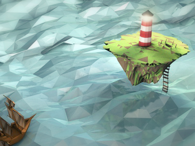 Guiding Light 3d 4d boats cinema 4d guide light lighthouse low poly ocean photoshop sea ships water