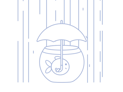 Fish on the rain animation fish funny git illustration motion rain umbrella