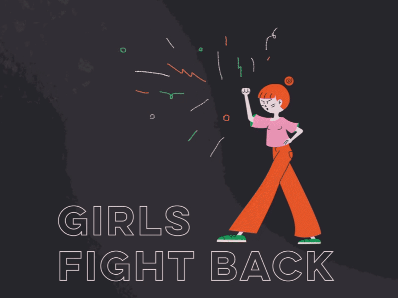 Girls fight back animation character gif girl illustration protest