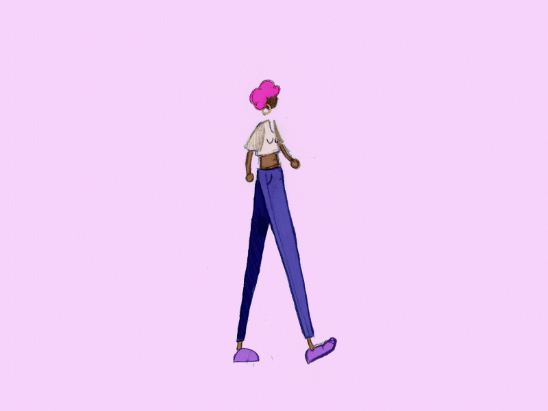 Walk cycle after effects animation gif girl illustration motion purple walk