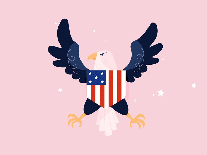 USA Eagle after effects animation character design flag gif illustration logo moho moho12 motion pink rigging usa vector
