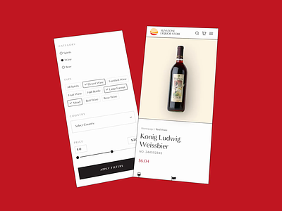 UI Design for Sunstone Liquor Store all spirits app appdesign beer bottle date desert wine drink e commerce homepage mobile app design online store price red wine spirits ui ux website website design wine