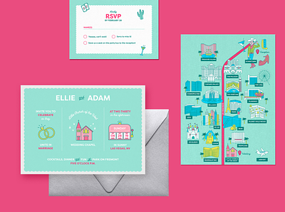 Vegas Wedding Suite illustration invitations print design stationary wedding