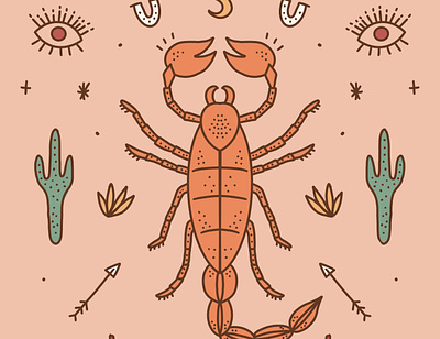 Symmetrical Scorpio color flat illustration symmetry zodiac