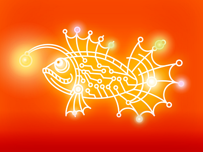 Electric fish anglerfish character coreldraw electric fish illustration led light light lineart luminous mascot radio scheme twinkle vector