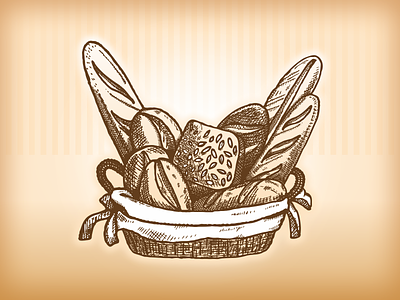 Fresh bread basket bakery basket bread engraving hand drawn illustration illustration art vector vector illustration vectorized