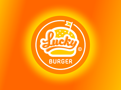 Lucky burger logo branding burger burger logo cafe logo fastfood flag logo logodesign logotype modern old and new orange vector vector illustration vintage yellow