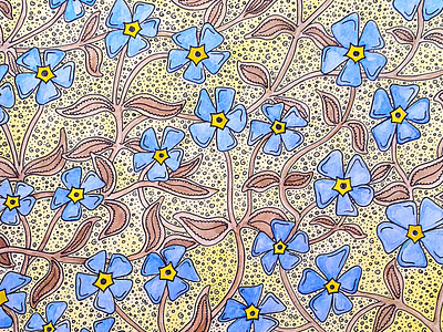 Forget-me-nots pattern aquarelle art artwork background decorative flowers forgetmenot hand drawn illustration ornament pattern