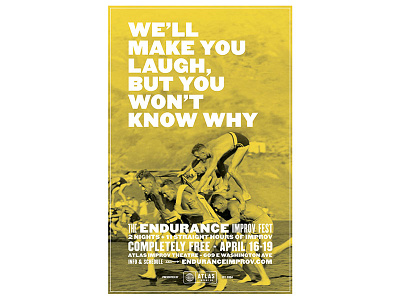 We'll Make You Laugh atlas improv co. duotone poster type