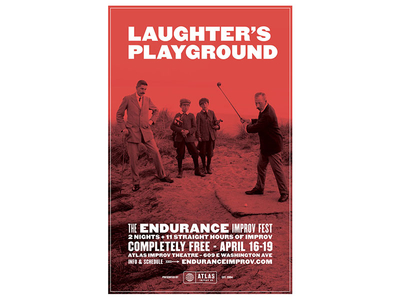 Laughter's Playground atlas improv co. duotone poster type