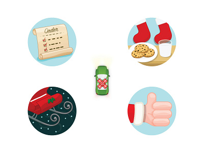 EatStreet - Holiday Order Tracker Icons bow car eatstreet icon illustration list santa sleigh tracker